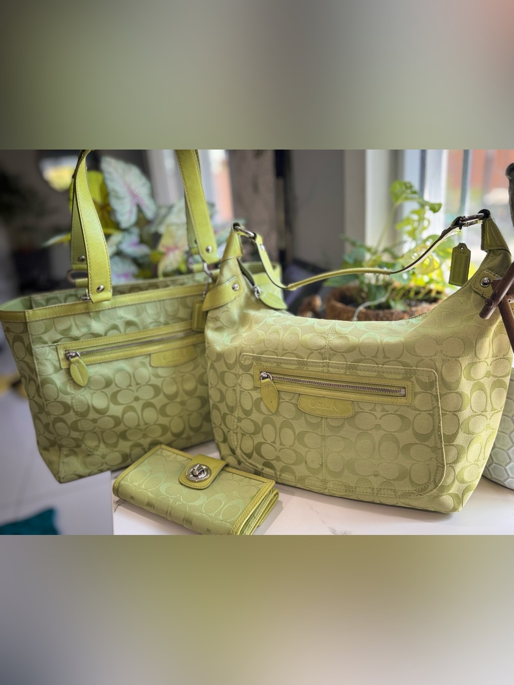 Coach Lime Green Signature Jacquard BUNDLE Set 🍋‍🟩